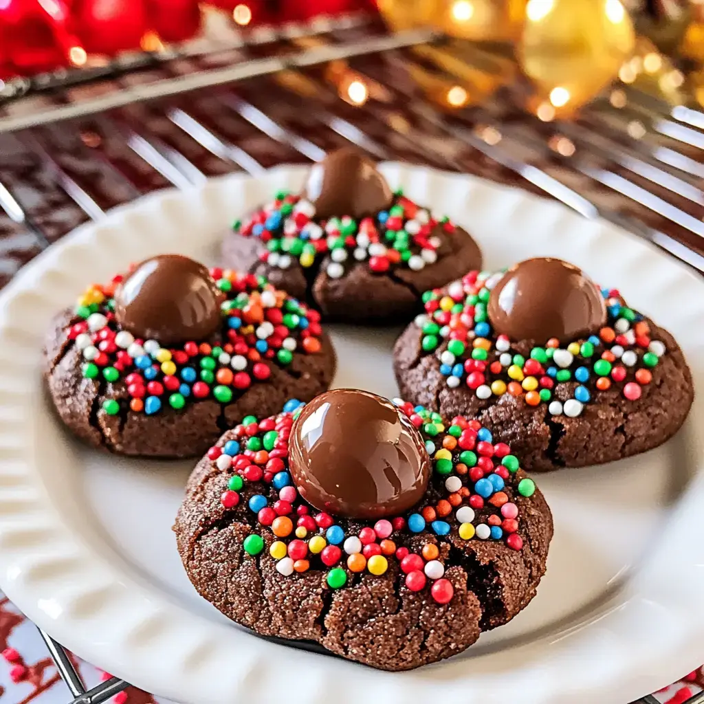 Assiette garnie de biscuits chocolatés décorés de perles colorées avec cœur chocolat brillant.