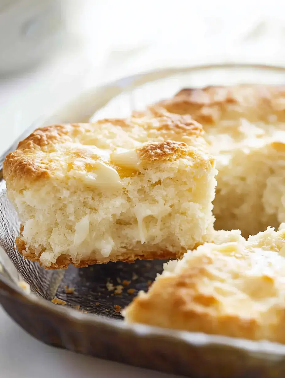 Un gros plan d'un biscuit doré fraîchement cuit avec un morceau coupé, révélant un intérieur tendre et moelleux.