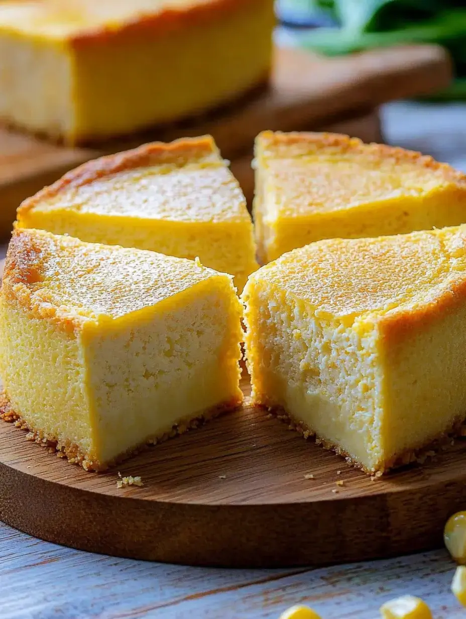 Une part fraîchement coupée de gâteau jaune sur une planche de service en bois, montrant sa texture lisse et son dessus doré.