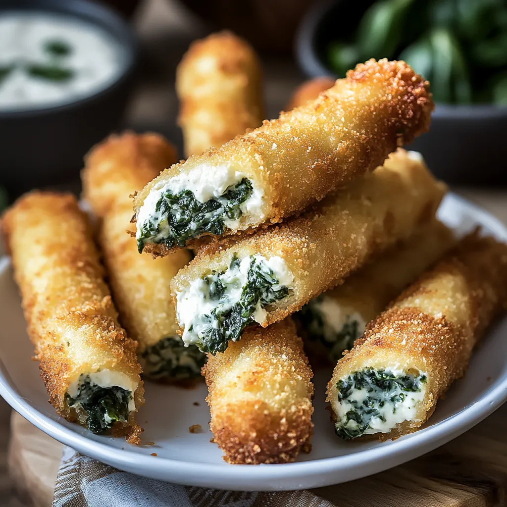 Spinach Dip Mozzarella Sticks Recipe