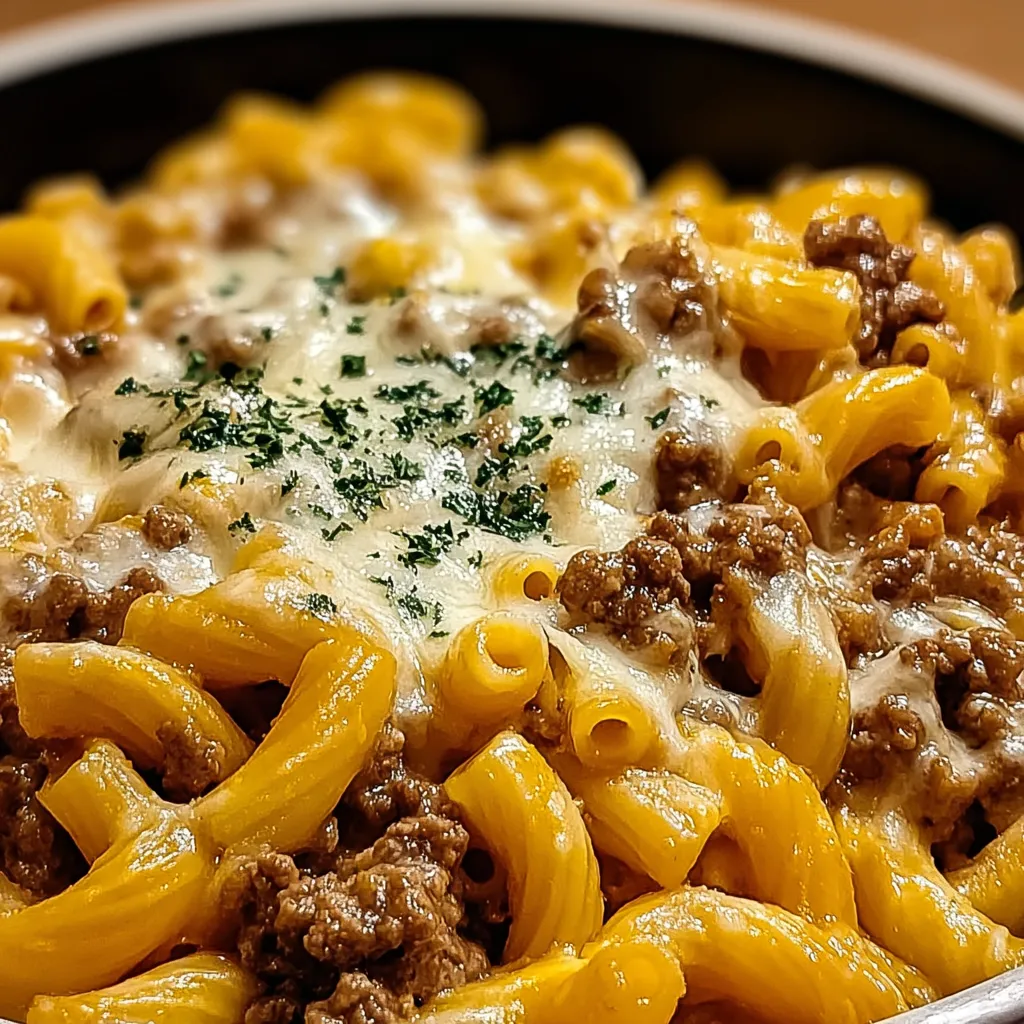 Gratin de pâtes façon cheeseburger