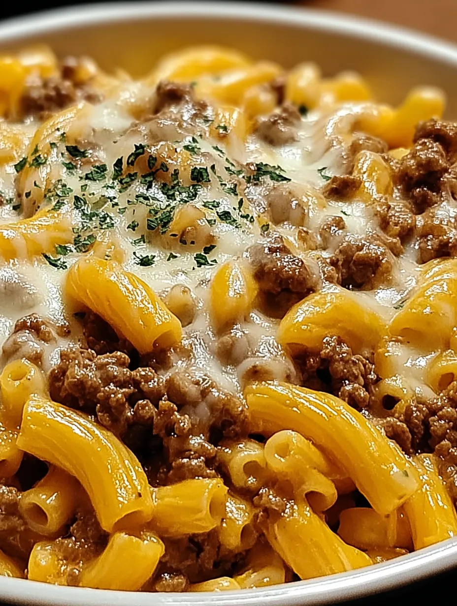 Gratin de pâtes façon cheeseburger bien gourmand