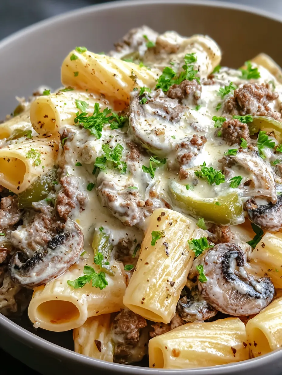 Pâtes façon Philly Cheesesteak