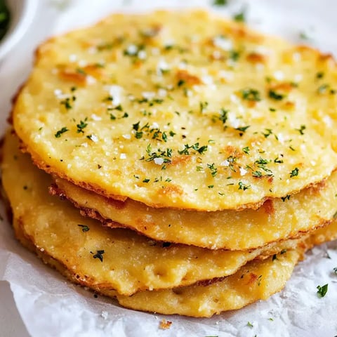 Une pile de pains plats dorés et croustillants garnis d'herbes et de sel repose sur un morceau de papier sulfurisé.